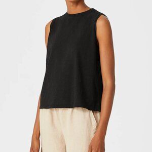 Eileen Fisher | Organic Cotton Slub Crew Neck Tank | Black | Size Medium